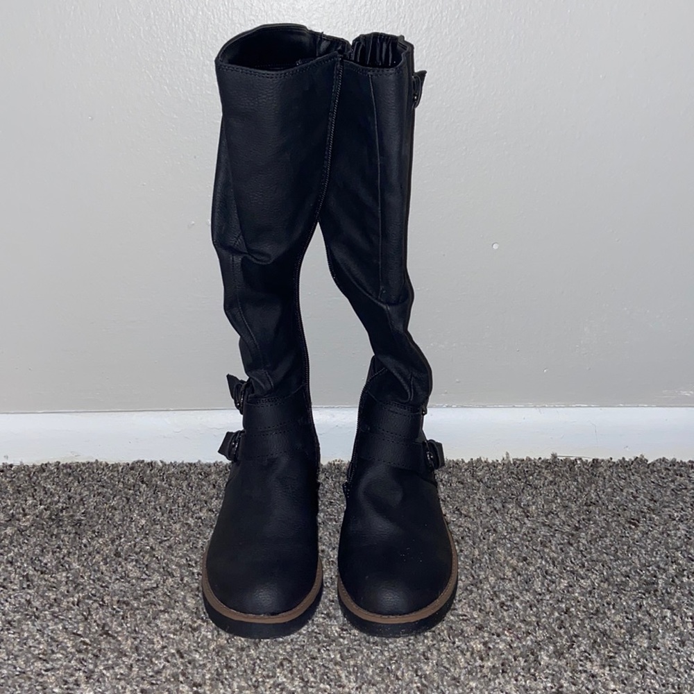 Sun + Stone Faux Leather Black Boots 6.5